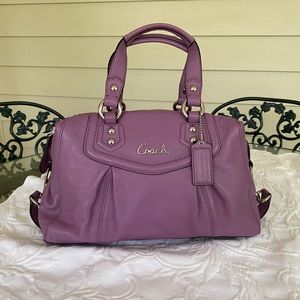 Coach Ashley Convertible Satchel in Purple Leather